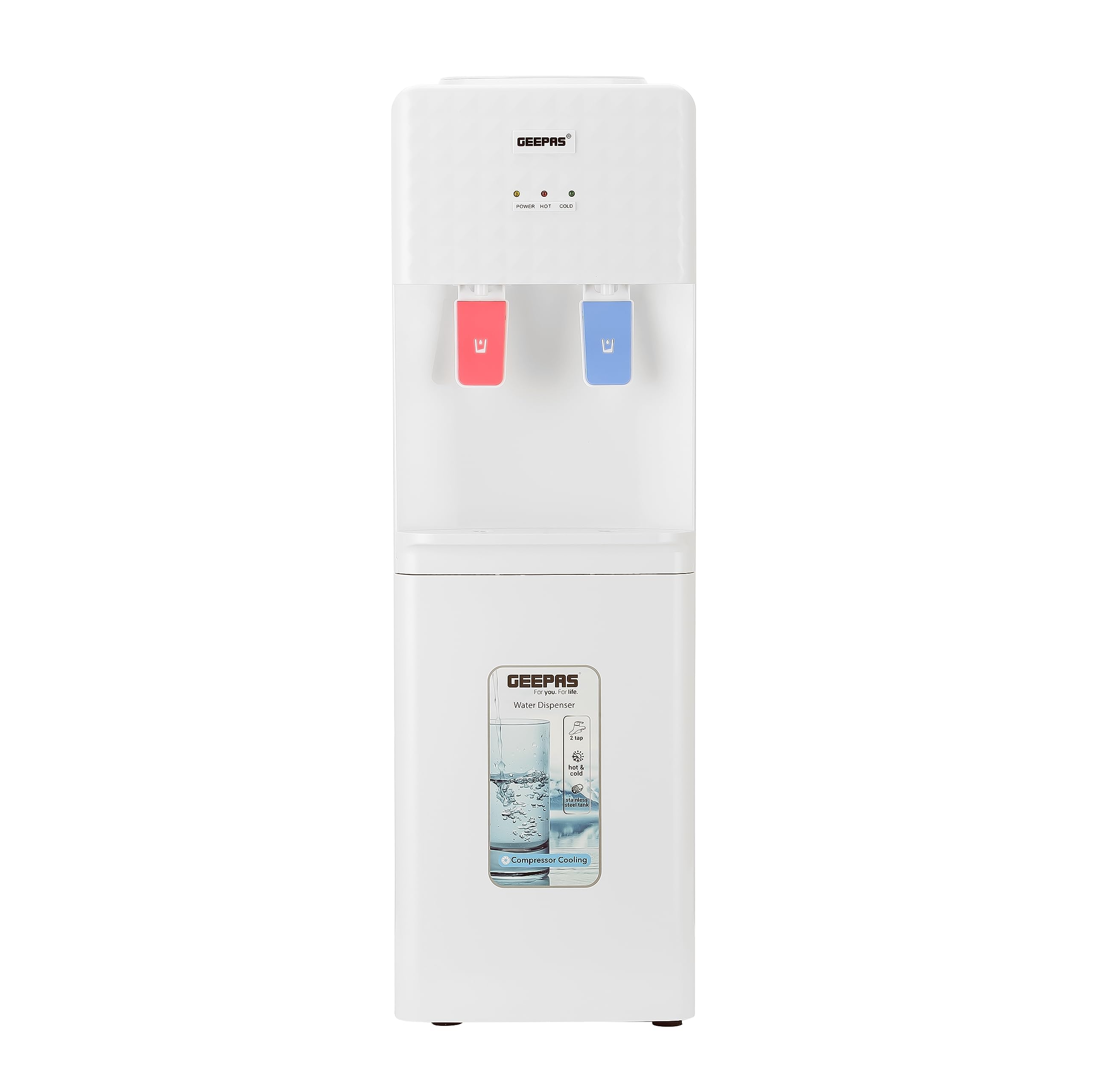 Geepas Water Dispenser- Hot and Cold Function, Compressor Cooling